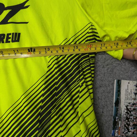 Zooz Running Shirt Men's Medium Neon Yellow Racing Short Sleeve - Picture 8 of 12